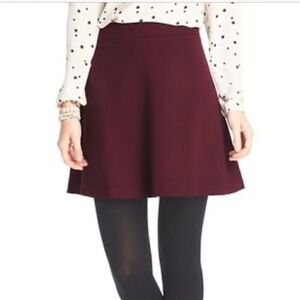 LOFT SP Burgundy Knit Pull On Skater Skirt